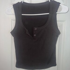 Gray Sleeveless Fitted Crop Tank Top